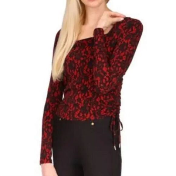 Nwt MICHEAL KORS LACE PRINT PEASANT TOP W SIDE DETAIL - Picture 7 of 10